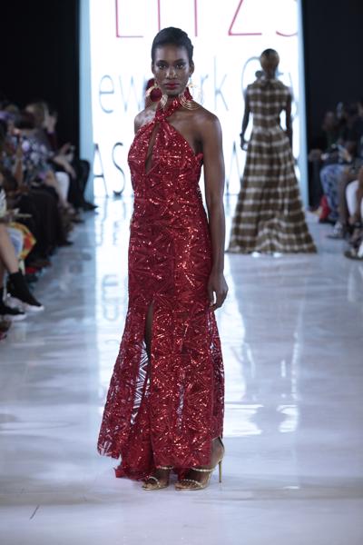 SIREN - Red Sequin Middle Slit Gown