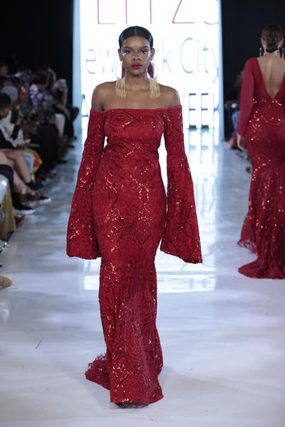 SIREN - Red Sequin Accent Tapestry Gown